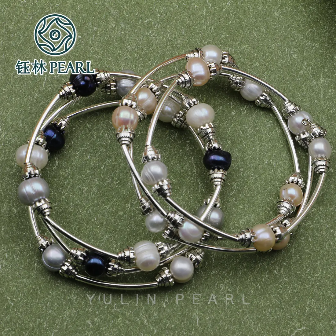 Women's Multi-Layer Pearl Baroque Bracelet Silver