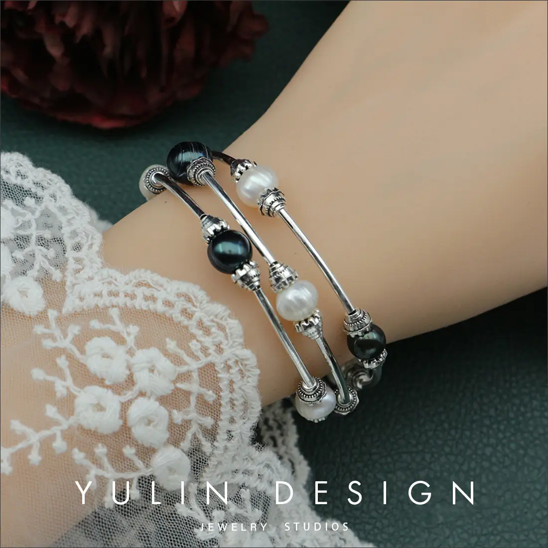 Women's Multi-Layer Pearl Baroque Bracelet Silver