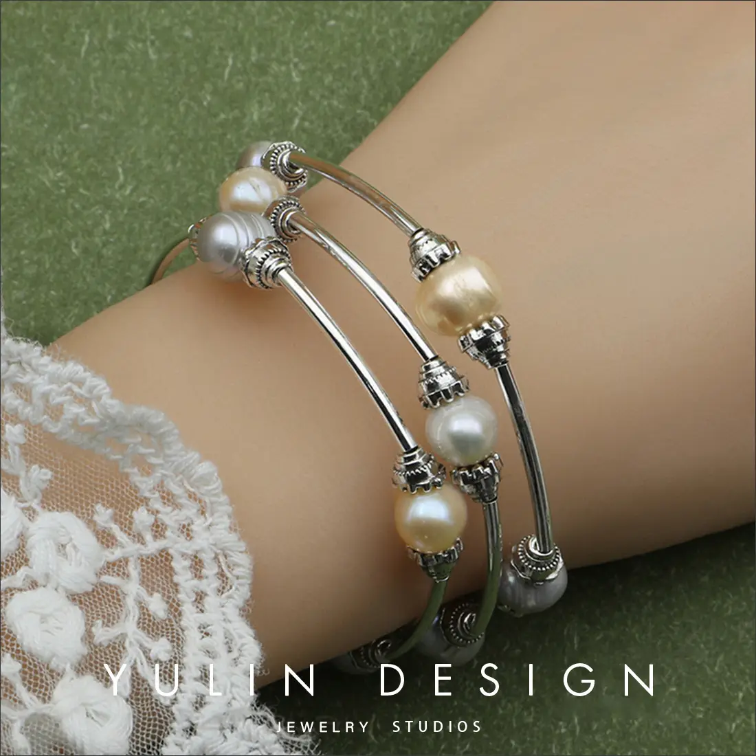 Women's Multi-Layer Pearl Baroque Bracelet Silver