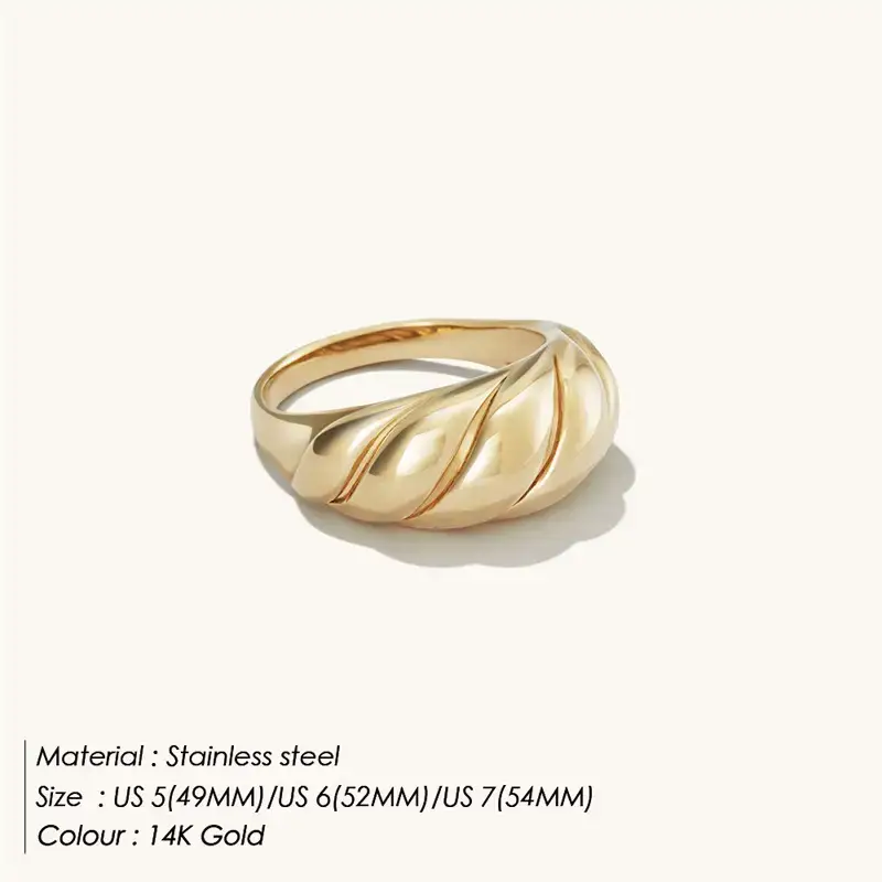 Stainless Steel Cross Finger Ring Gold Plated European American - Image 2