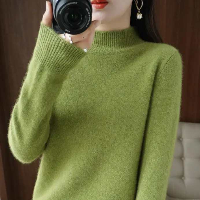Women's Warm Half Turtleneck Knitwear Yellow 2025 - Image 16