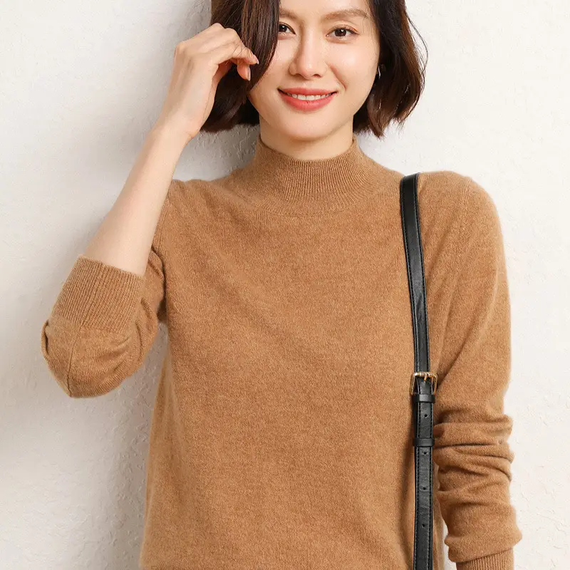 Women's Warm Half Turtleneck Knitwear Yellow 2025 - Image 9