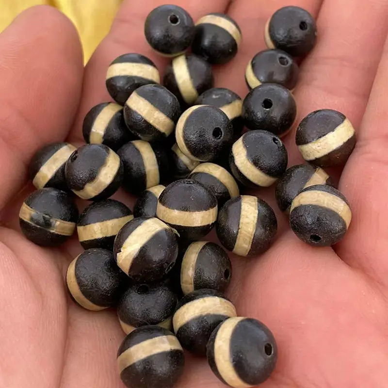 Antique Black Agate Tooth Loose Beads High Oil Coated - Image 3