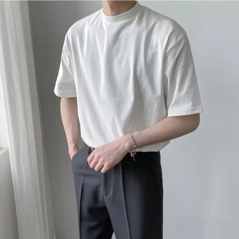Men Green Half-High Collar T-Shirt Short Sleeve — feature 10