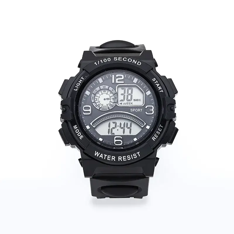 Black Digital Stopwatch Watch with Water Resistant Design - Image 2