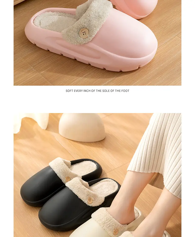 Waterproof Thick-Soled Cotton Slippers for Women, Autumn and Winter Outdoor Wear, Non-Slip, Couple's Home Indoor Detachable Cotton Slippers for Men — feature 21