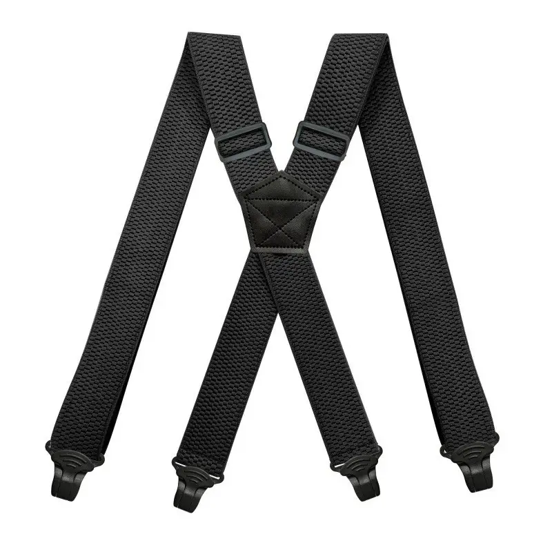 Black 4-Clip Elastic Suspenders 3.8cm Corn Pattern