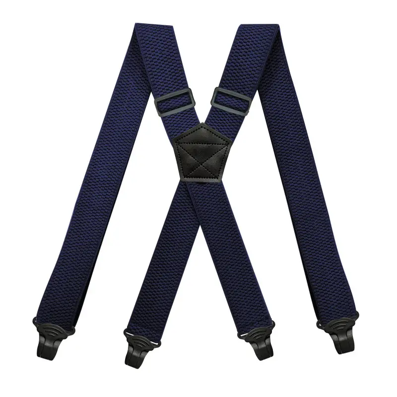 Black 4-Clip Elastic Suspenders 3.8cm Corn Pattern