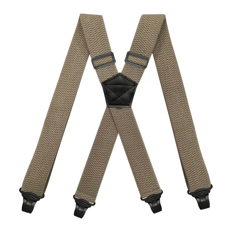 Black 4-Clip Elastic Suspenders 3.8cm Corn Pattern