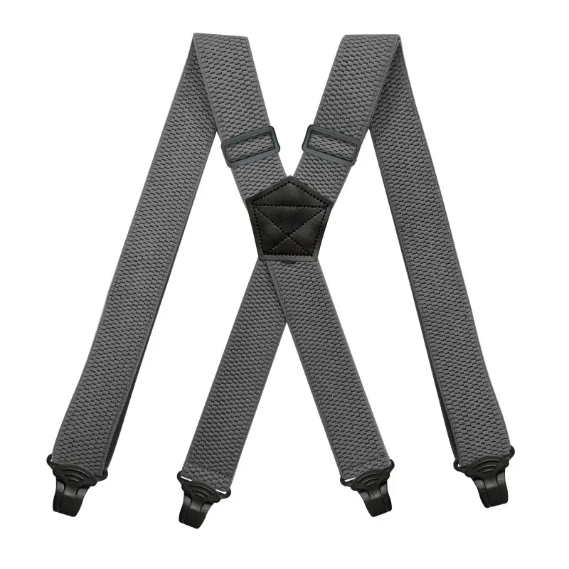 Black 4-Clip Elastic Suspenders 3.8cm Corn Pattern