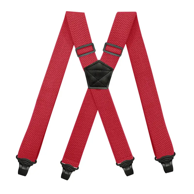 Black 4-Clip Elastic Suspenders 3.8cm Corn Pattern