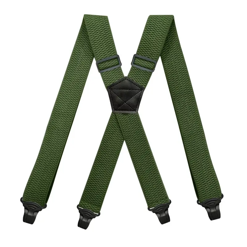 Black 4-Clip Elastic Suspenders 3.8cm Corn Pattern