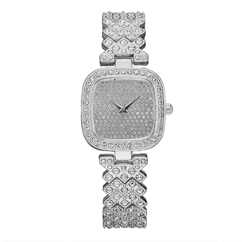 Women's Rhinestone Square Watch Gold Quartz