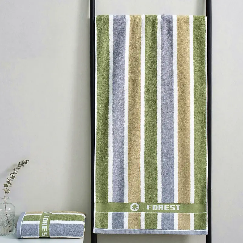 Extra Long Bath Towel Dark Men's Water Absorbent Non-Shedding - Image 3