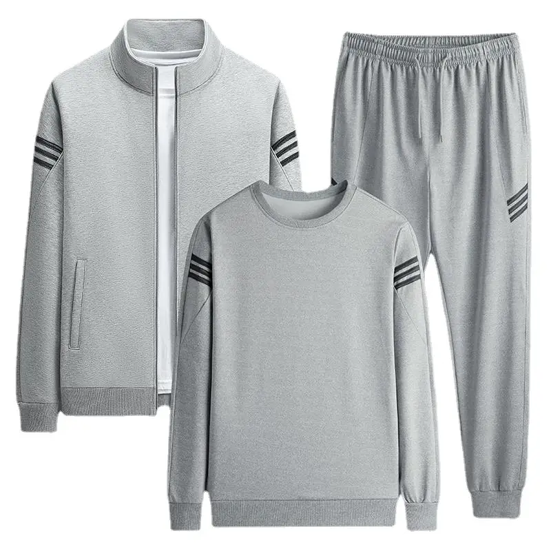 Men Black Fleece Casual Suit Plus Size Winter Sports