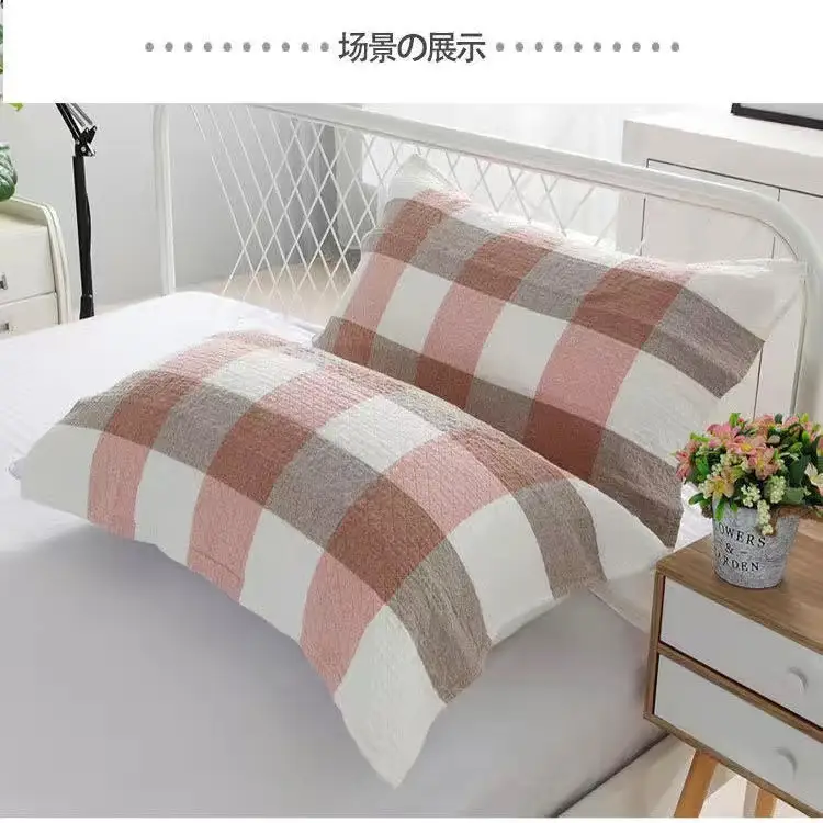Vintage Grid 3-Layer Pillow Set Single Brown White - Image 3