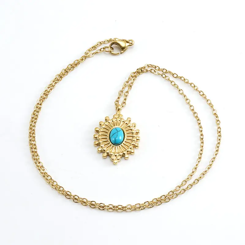 Blue Turquoise Titanium Necklace for Women - Image 6