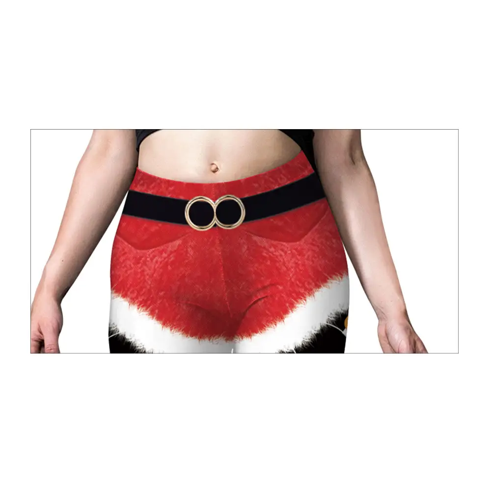 2024 Christmas Leggings Red Faux Fur Belted Women - Image 6