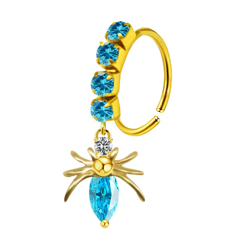 Stainless Steel Heart Butterfly Nose Ring with Crystal Accents - Image 10