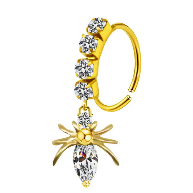 Stainless Steel Heart Butterfly Nose Ring with Crystal Accents - Image 11