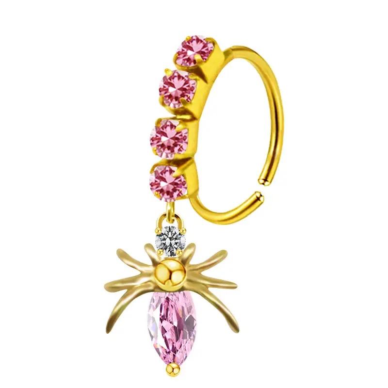Stainless Steel Heart Butterfly Nose Ring with Crystal Accents - Image 12