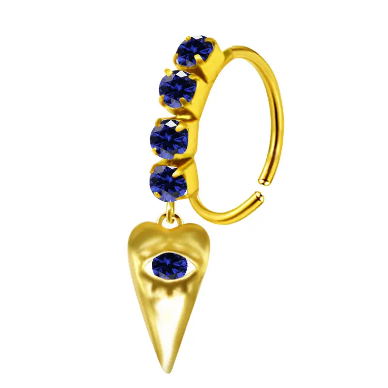 Stainless Steel Heart Butterfly Nose Ring with Crystal Accents - Image 16
