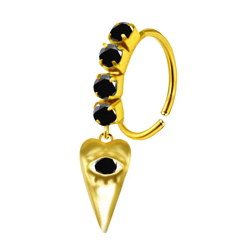 Stainless Steel Heart Butterfly Nose Ring with Crystal Accents - Image 17