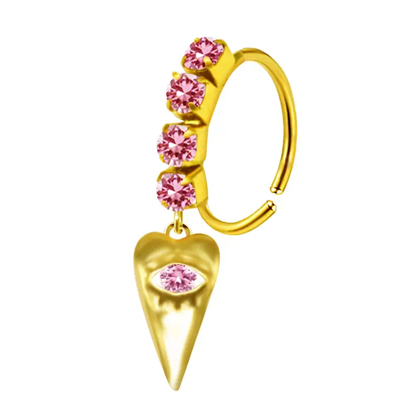Stainless Steel Heart Butterfly Nose Ring with Crystal Accents - Image 20