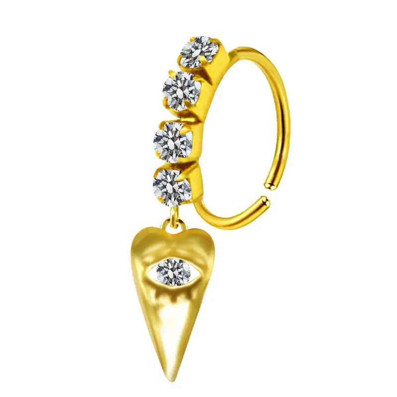 Stainless Steel Heart Butterfly Nose Ring with Crystal Accents - Image 21