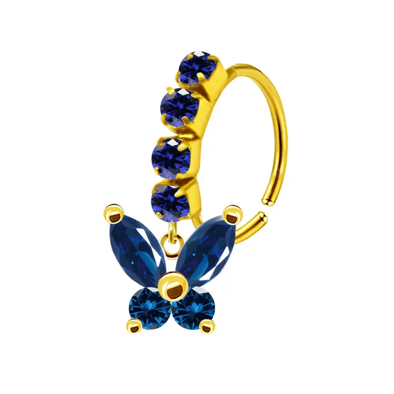 Stainless Steel Heart Butterfly Nose Ring with Crystal Accents - Image 29