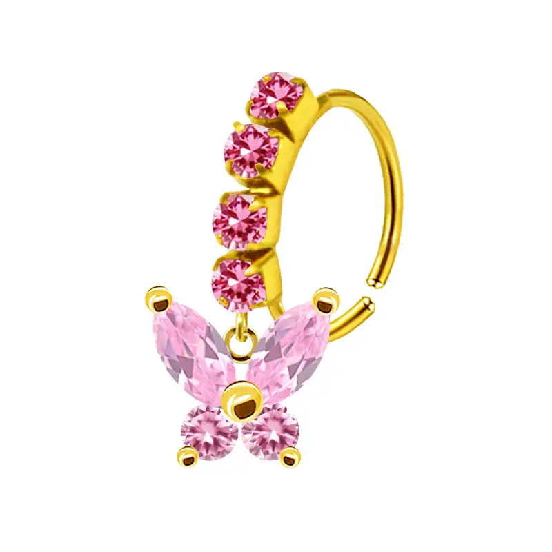 Stainless Steel Heart Butterfly Nose Ring with Crystal Accents - Image 30