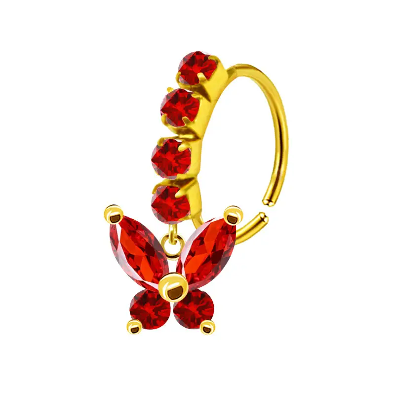 Stainless Steel Heart Butterfly Nose Ring with Crystal Accents - Image 31