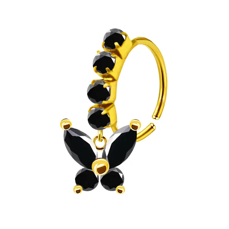 Stainless Steel Heart Butterfly Nose Ring with Crystal Accents - Image 32