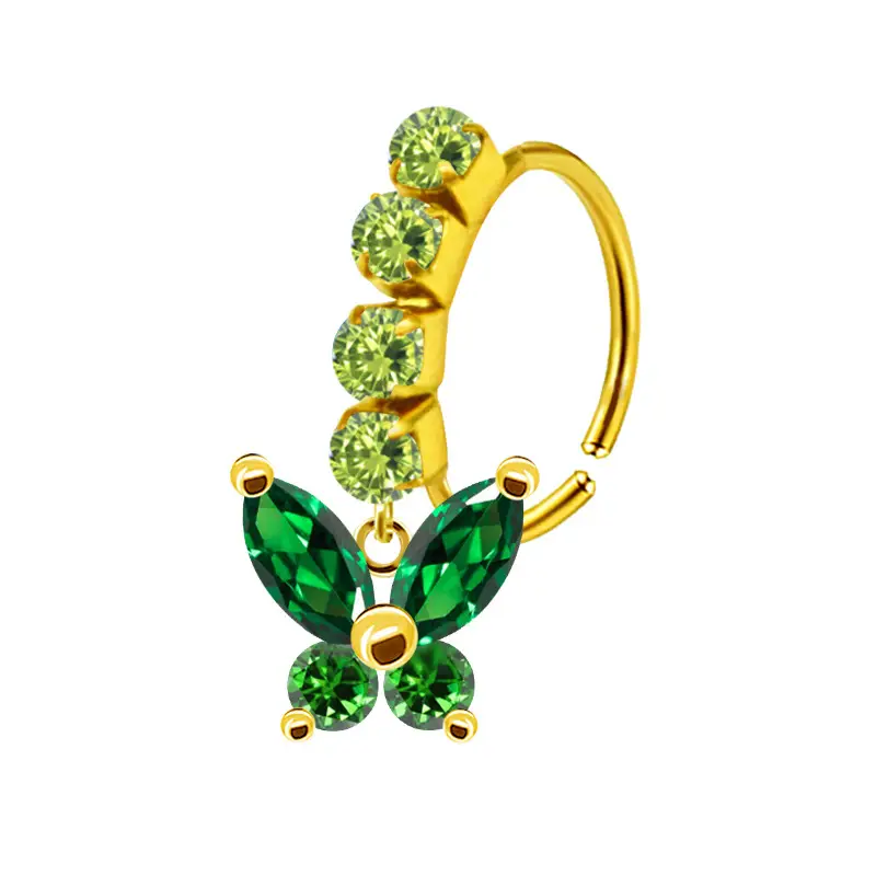 Stainless Steel Heart Butterfly Nose Ring with Crystal Accents - Image 33