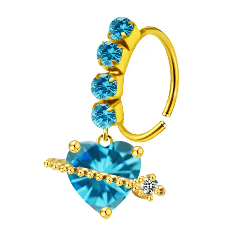 Stainless Steel Heart Butterfly Nose Ring with Crystal Accents - Image 5