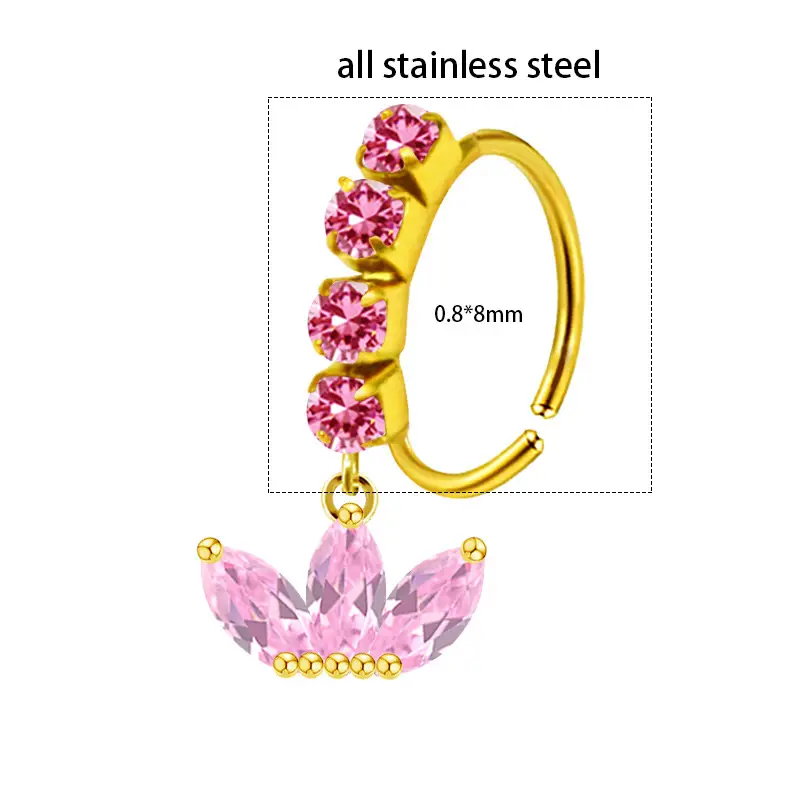 Stainless Steel Heart Butterfly Nose Ring with Crystal Accents - Image 9