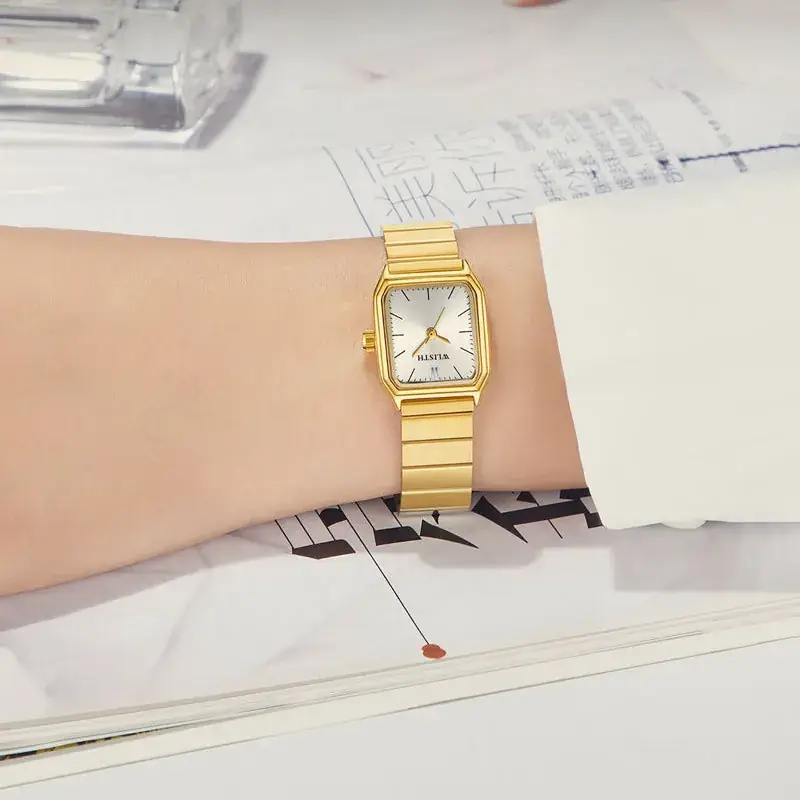 Women's Square Watch Silver Quartz Waterproof