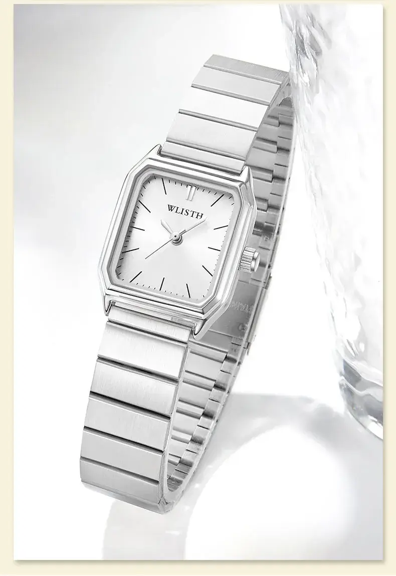 Women's Square Watch Silver Quartz Waterproof — feature 14