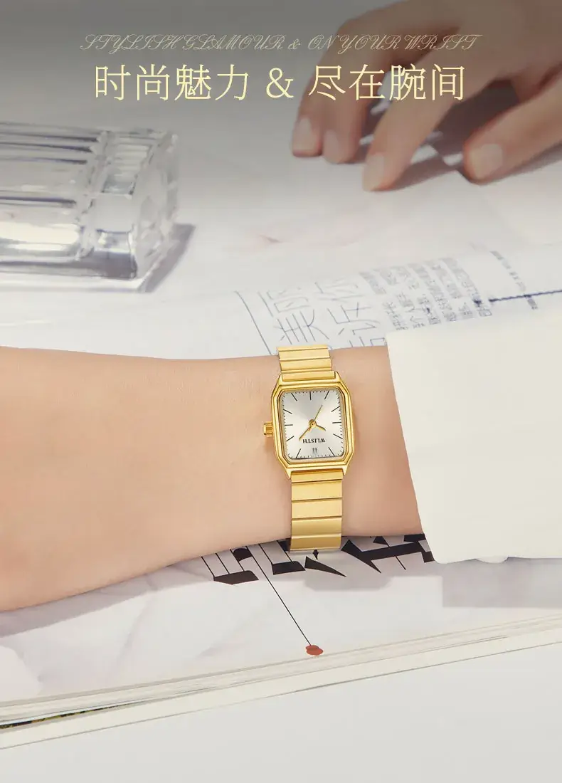 Women's Square Watch Silver Quartz Waterproof — feature 5