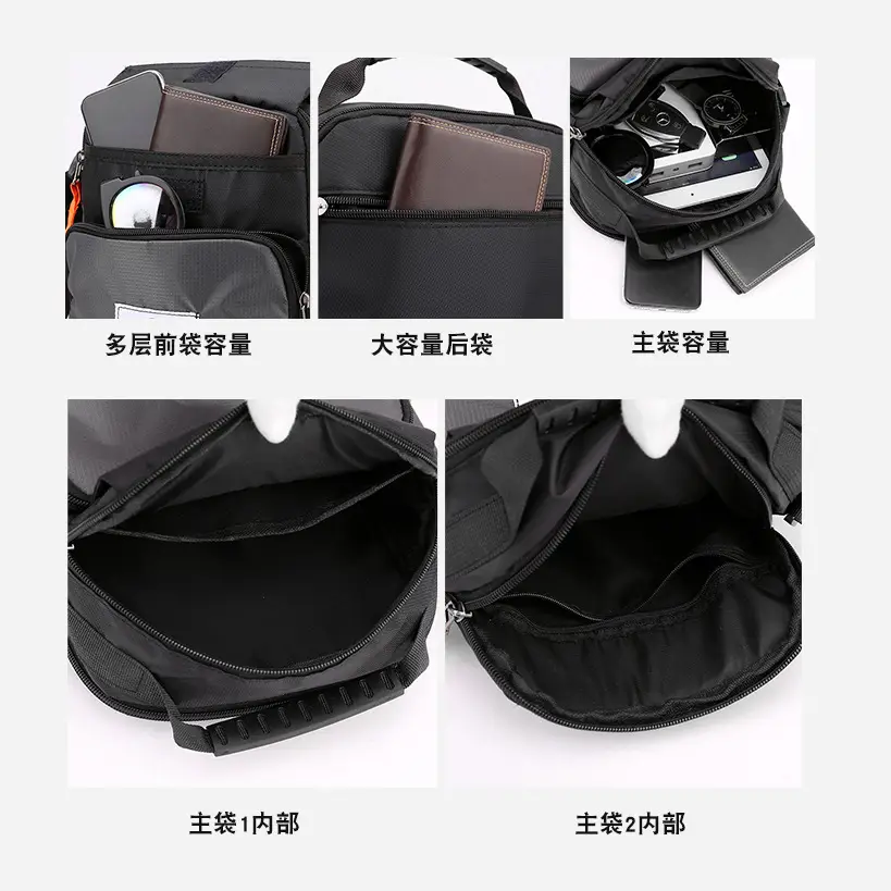 Men's Waterproof Crossbody Sports Bag Black Oxford Cloth