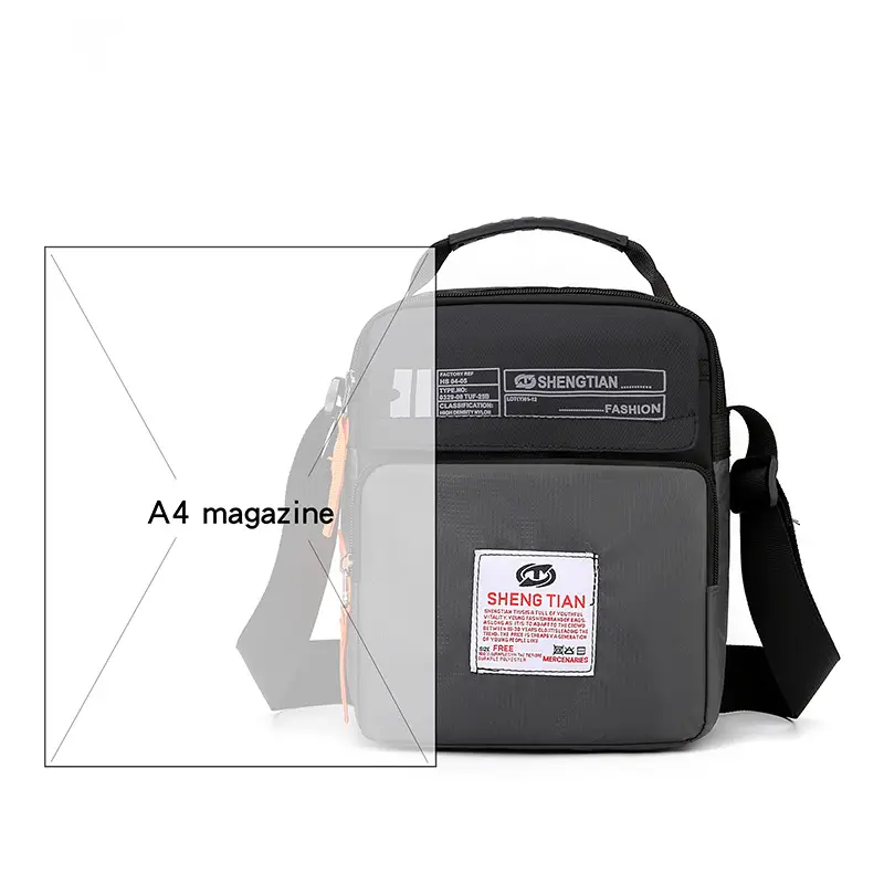 Men's Waterproof Crossbody Sports Bag Black Oxford Cloth