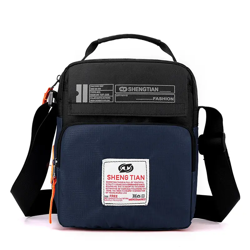 Men's Waterproof Crossbody Sports Bag Black Oxford Cloth
