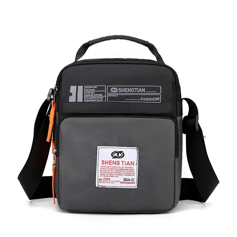 Men's Waterproof Crossbody Sports Bag Black Oxford Cloth