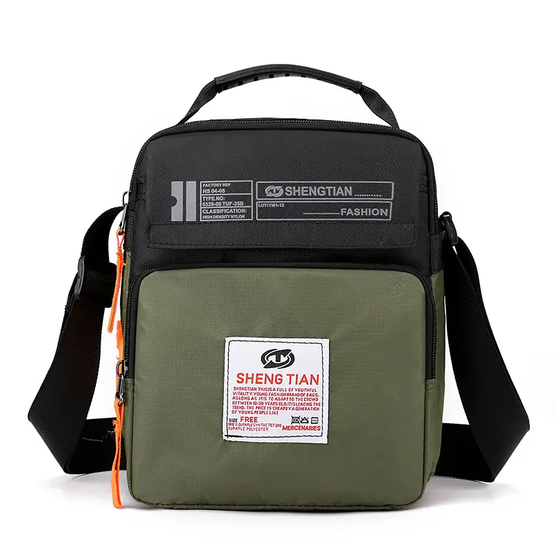 Men's Waterproof Crossbody Sports Bag Black Oxford Cloth