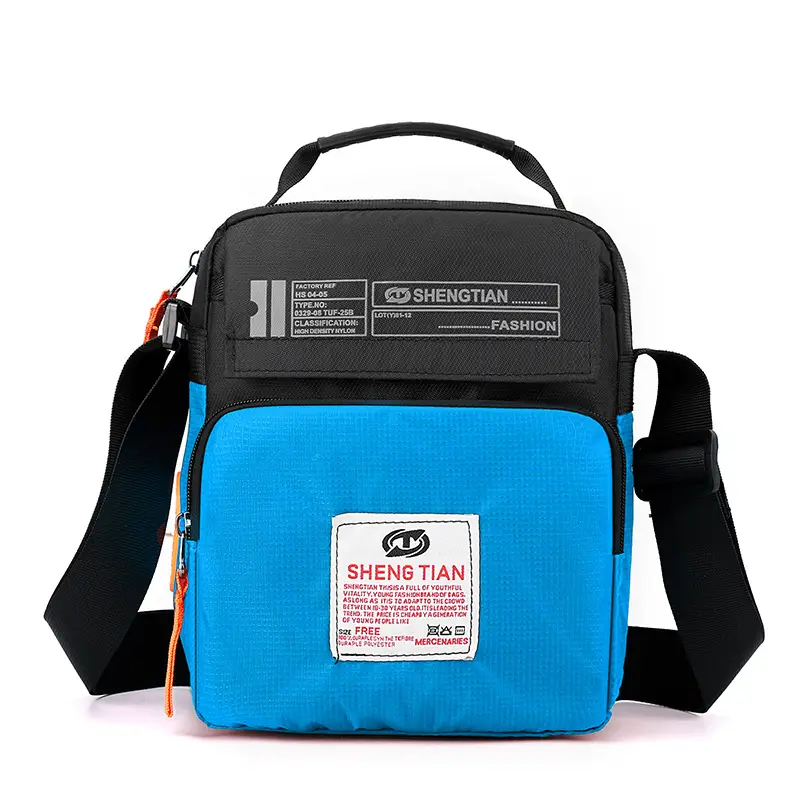 Men's Waterproof Crossbody Sports Bag Black Oxford Cloth