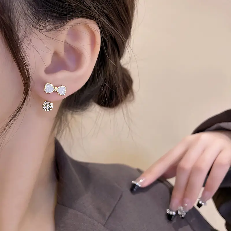 S925 Silver Bow Earrings for Women - Image 3