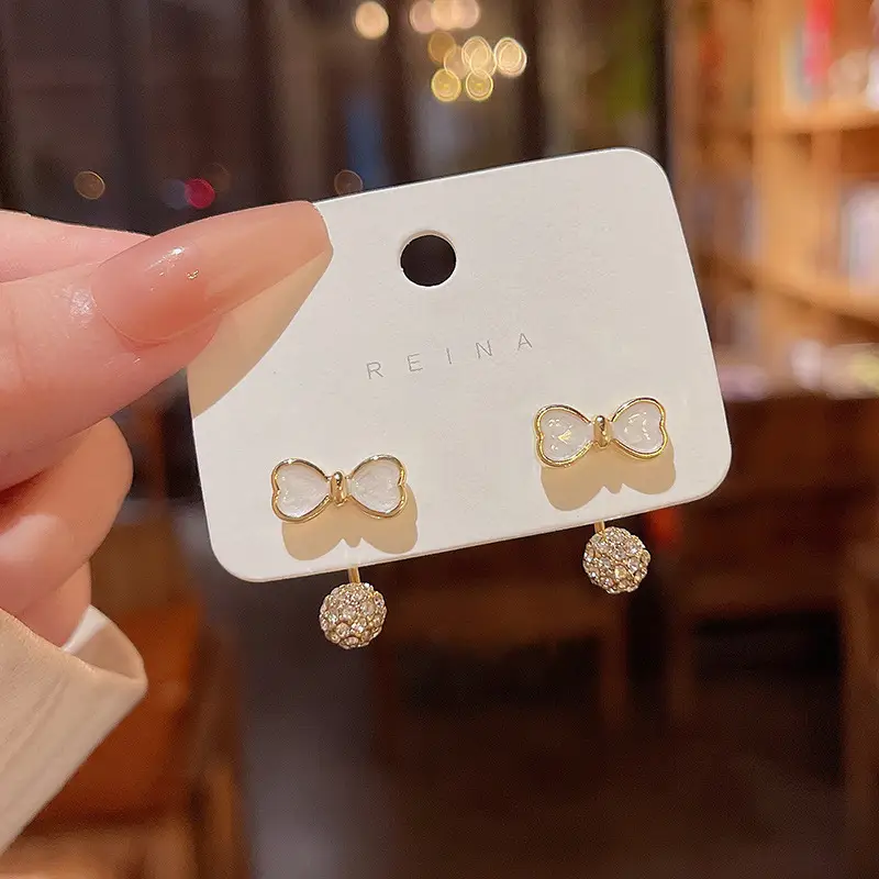 S925 Silver Bow Earrings for Women - Image 4