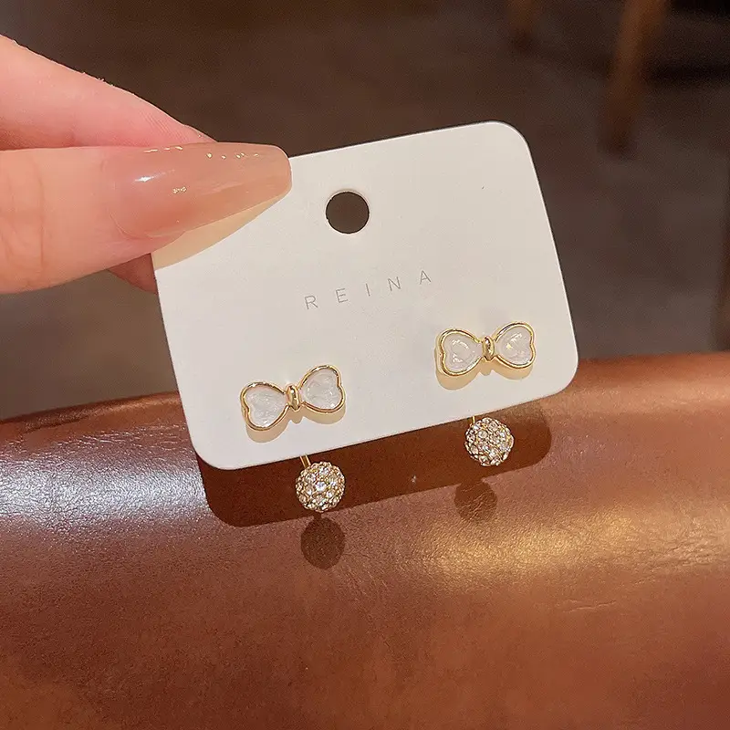 S925 Silver Bow Earrings for Women - Image 5