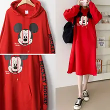 Red Mickey Mouse Hooded Hoodie Plus Size Women — feature 31