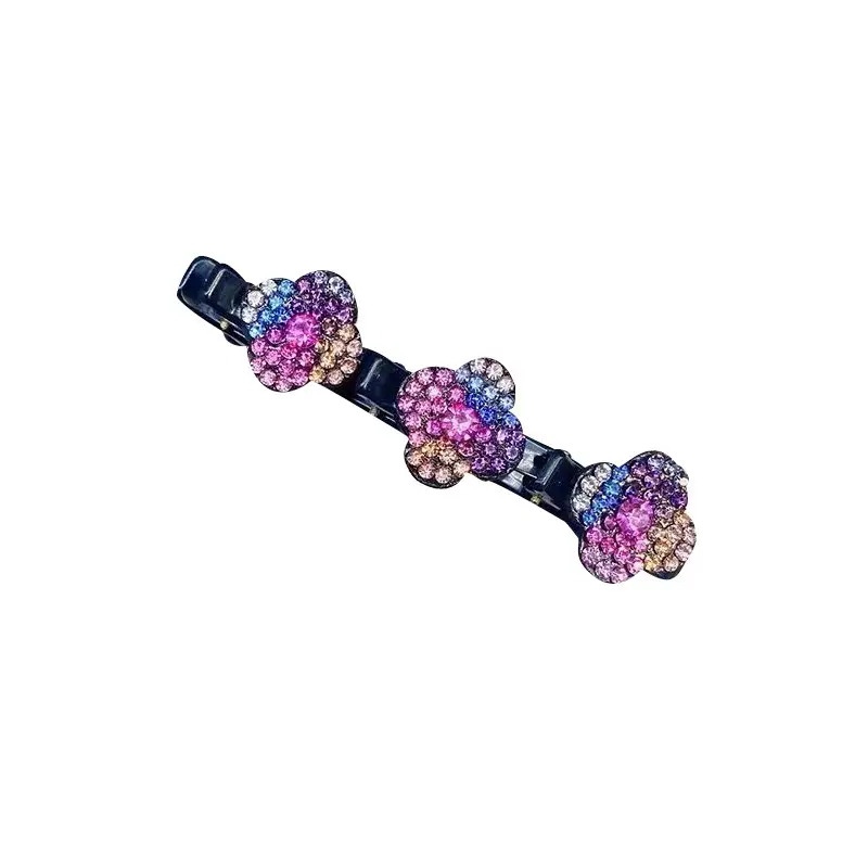 Four-Leaf Clover Hair Clip with Crystal Flower Design - Image 8